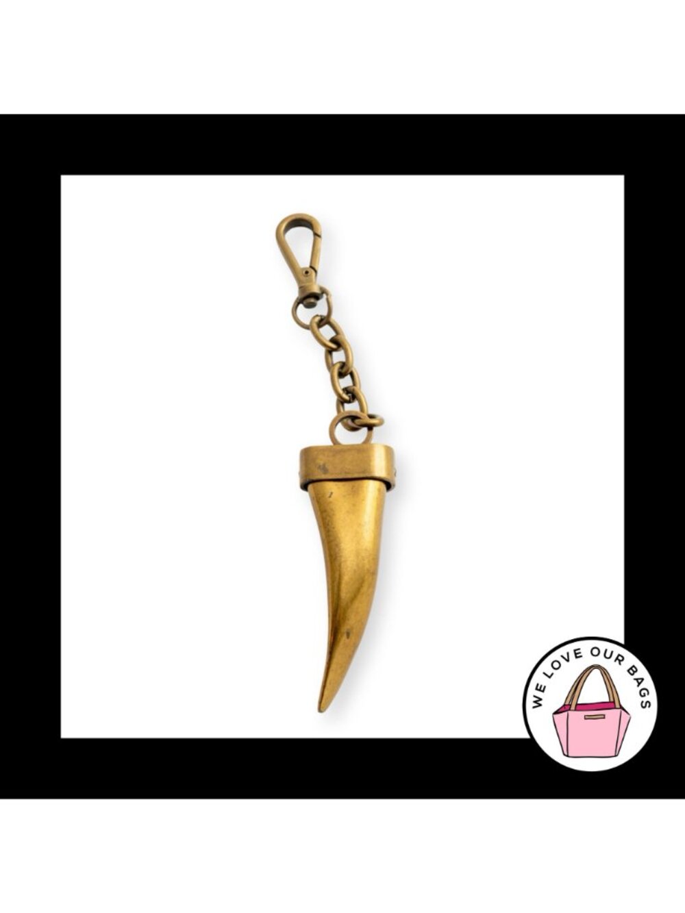 Vintage BOTKIER ELEPHANT TUSK Gold Brass Metal Bag Charm Hang Tag Keychain Fob - Picture 2 of 4
